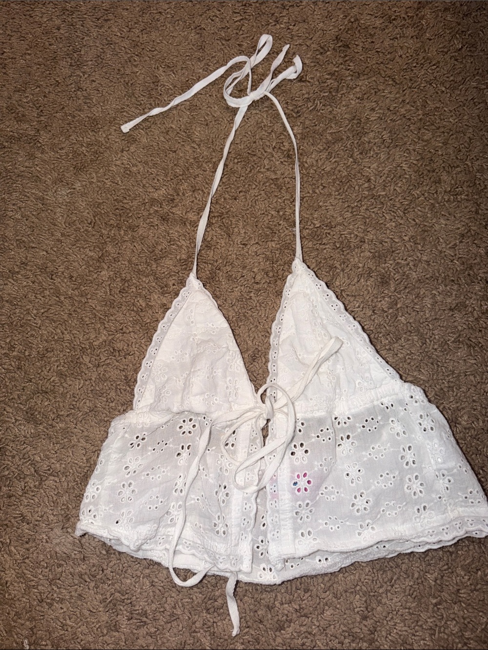 Edikted White Eyelet Halter Camisole Top